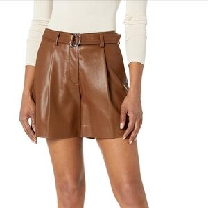NWT Rebecca Taylor Brown Vegan Leather Shorts Women’s 16